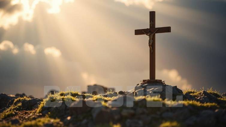 Croix symbolisant la résurrection de Jésus dans la théologie protestante.