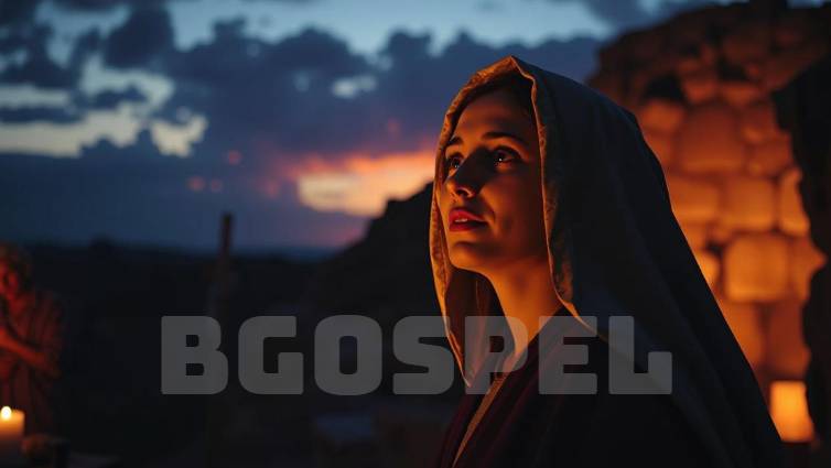 Marie-Madeleine devant le tombeau vide, symbole de la résurrection de Jésus