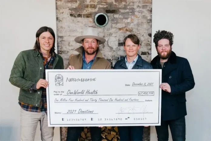 NEEDTOBREATHE Clôture 2021 avec des dons à sept chiffres à OneWorld Health et pour d'autres