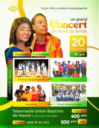 30 aout | grand concert de levée de fonds , Claire Calixte et Sr Anite Pierre