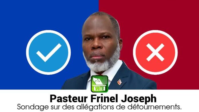 Image invitant à participer au sondage sur les allégations de corruption contre le pasteur Frinel Joseph en Haïti