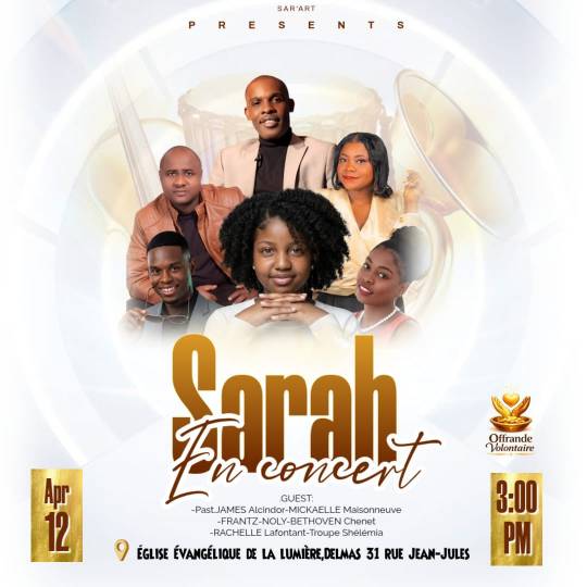 Sarah, James Alcindor et 5 artistes en concert à Delmas le 12 avril